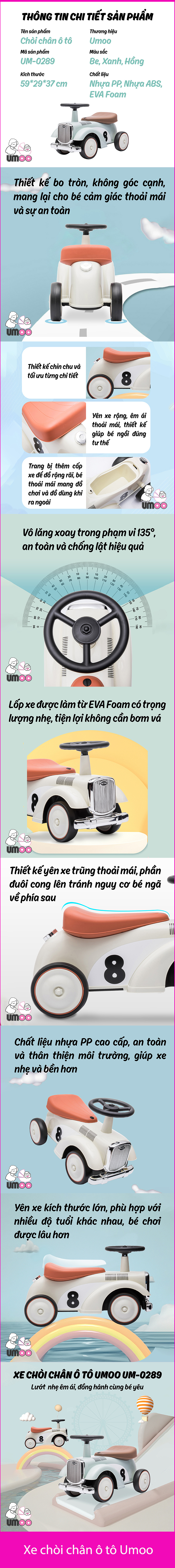 infographic xe chòi chân ô tô Umoo cho bé yêu